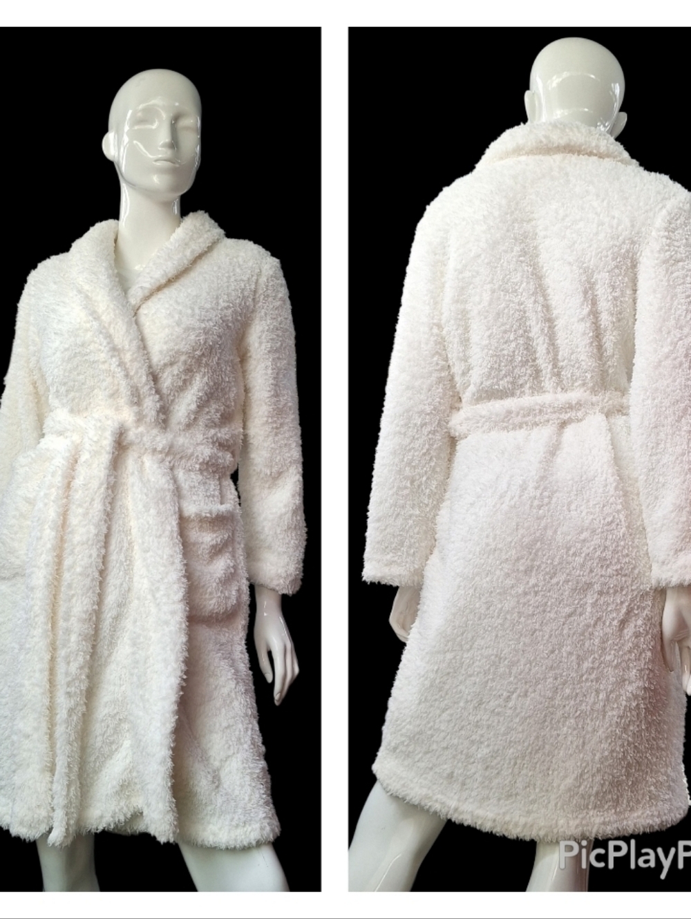 Ulta Beauty Plush Shawl Collar Robe - Cream - Picture 10 of 10